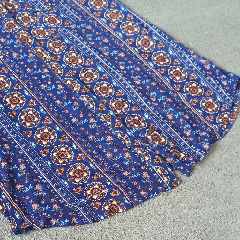 Bohemian Floral Sleeveless Blue Stretch Top - Picture 8 of 16